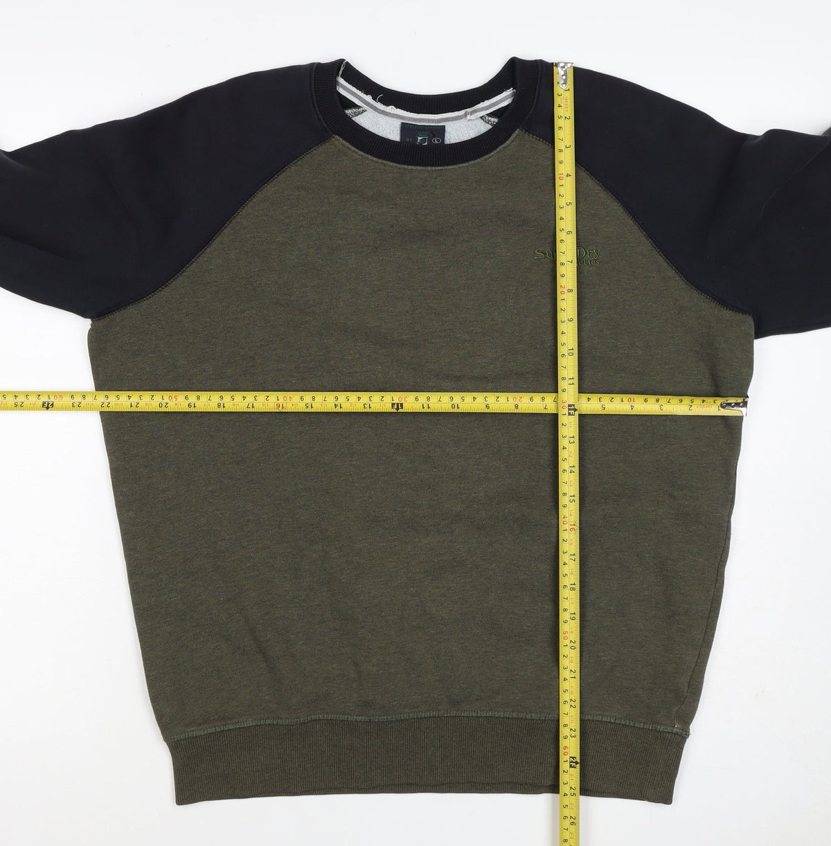 Superdry Men’s Green Black L Pullover Crew Neck Logo Sweatshirt