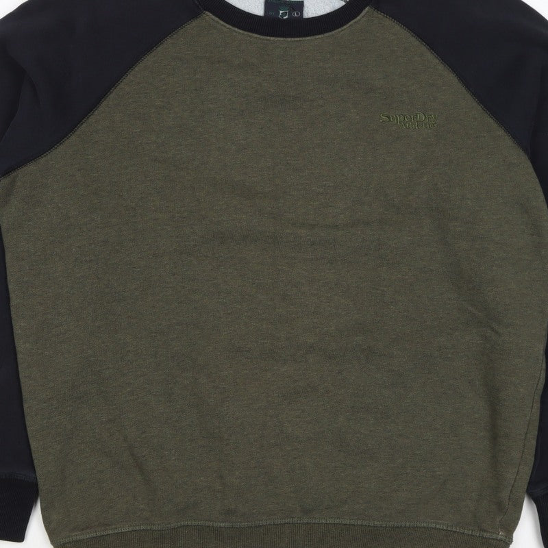 Superdry Men’s Green Black L Pullover Crew Neck Logo Sweatshirt