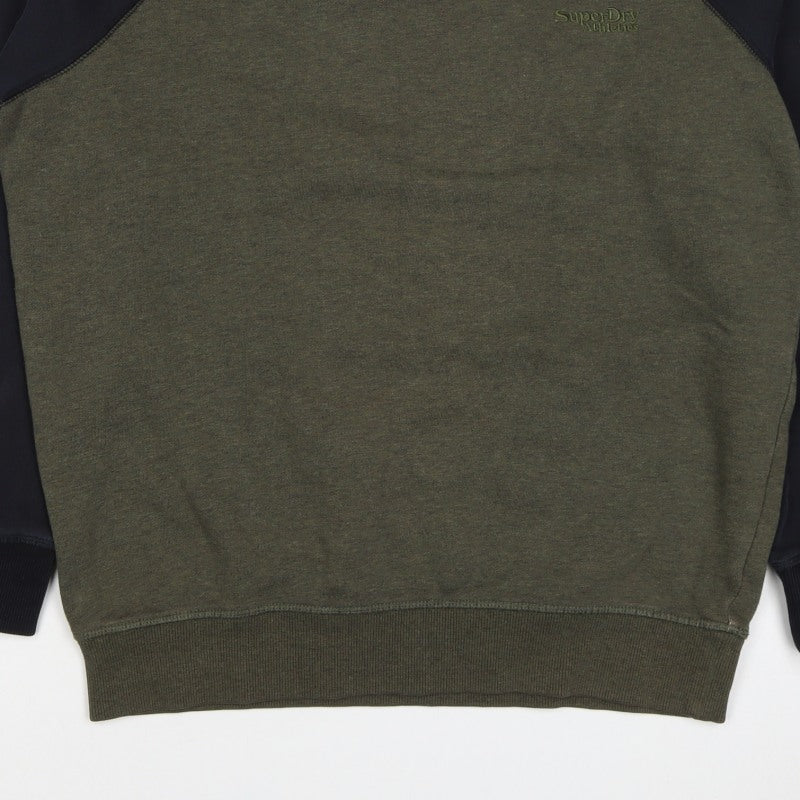Superdry Men’s Green Black L Pullover Crew Neck Logo Sweatshirt