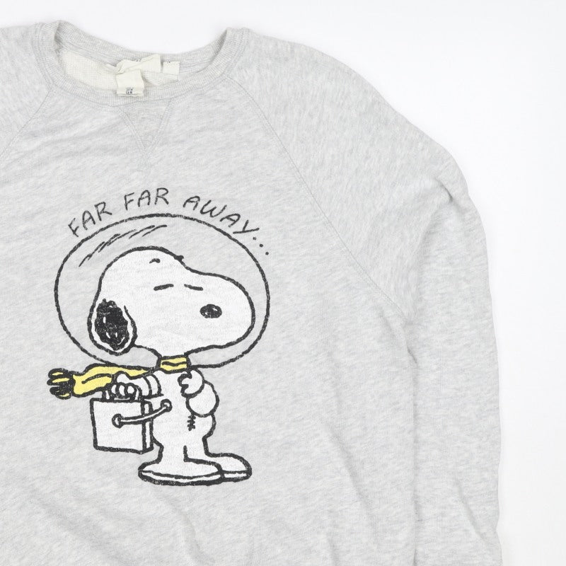 C&A Women Grey M Snoopy Peanuts Graphic Pullover Sweatshirt