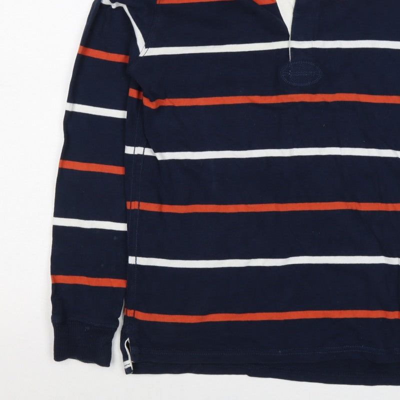 Marks and Spencer Boys Blue 13-14 Years Striped Henley Sweatshirt