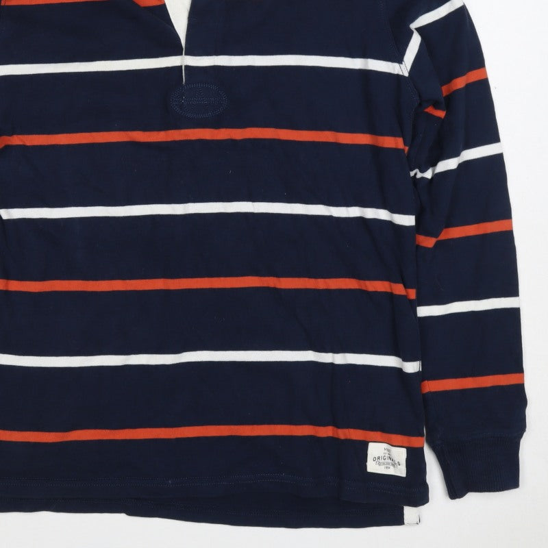 Marks and Spencer Boys Blue 13-14 Years Striped Henley Sweatshirt