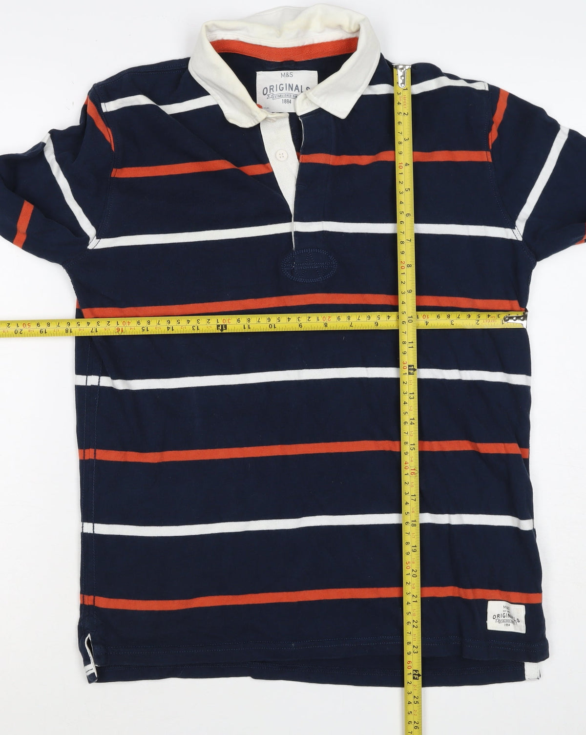 Marks and Spencer Boys Blue 13-14 Years Striped Henley Sweatshirt