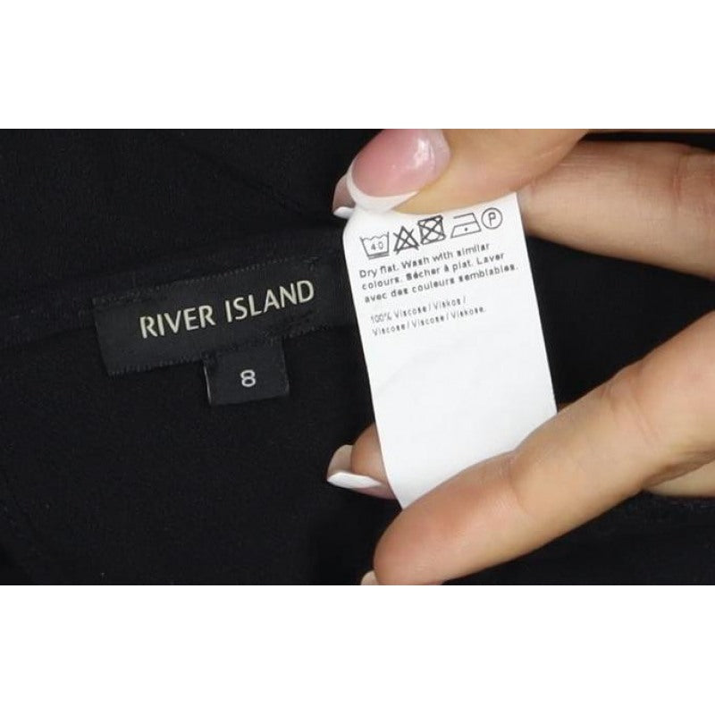 River Island Women’s Black Size 8 Keyhole Puff Sleeve Viscose Blouse