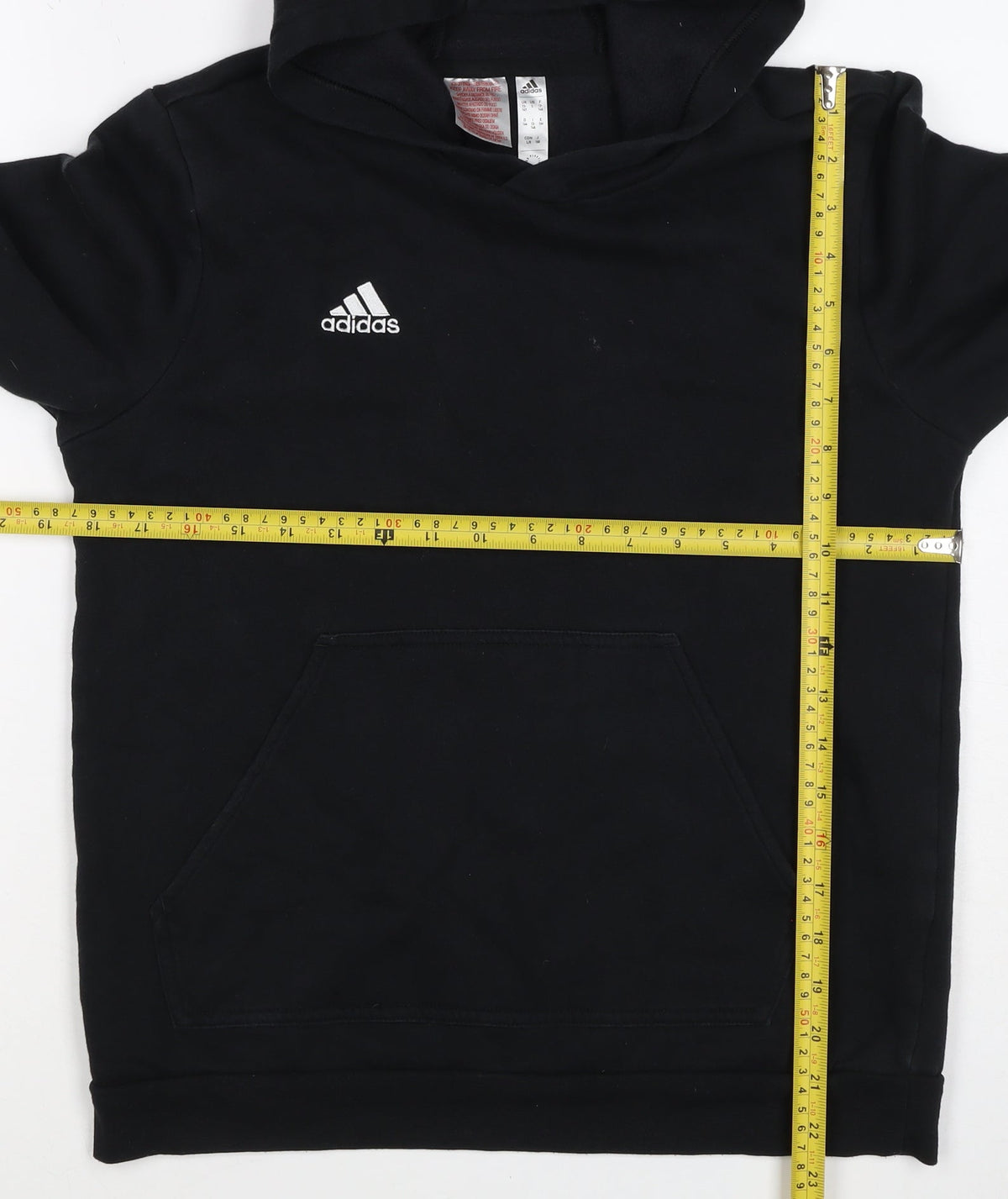 adidas Boys Black 13-14 Years Pullover Hoodie Logo Fleece