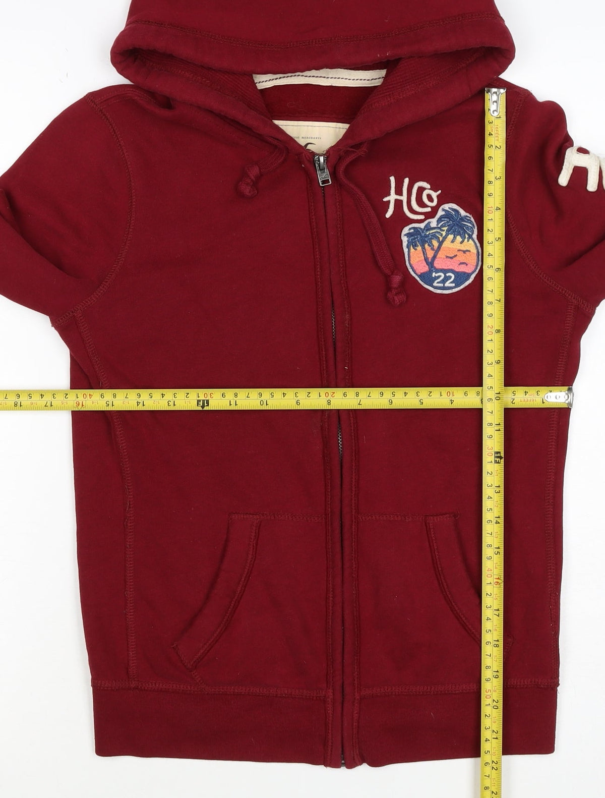 Hollister Men’s Red M Full Zip Hooded Logo Fleece Hoodie