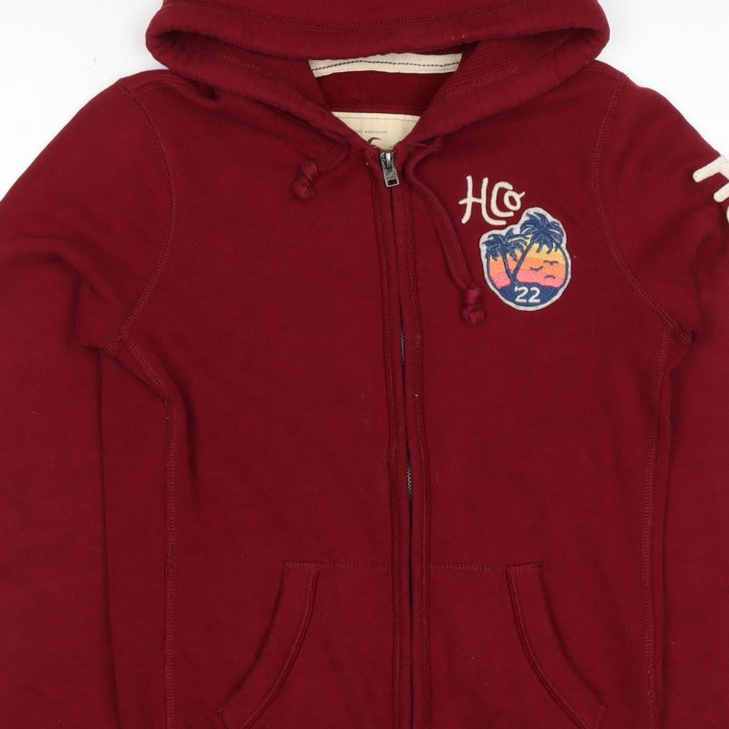 Hollister Men’s Red M Full Zip Hooded Logo Fleece Hoodie