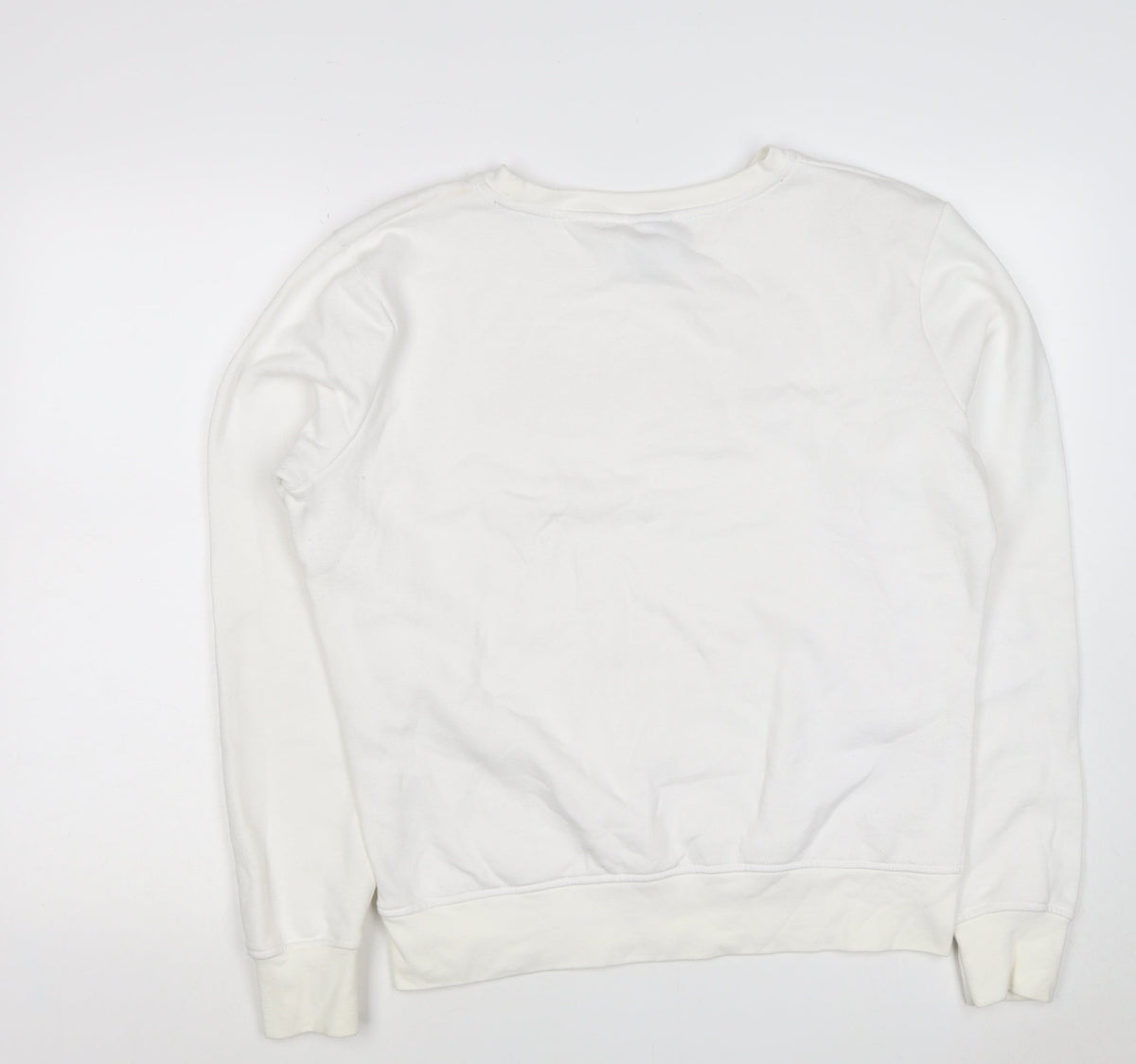 Bench Women’s White Pink Logo Crew Neck Pullover Sweatshirt UK 16 XL
