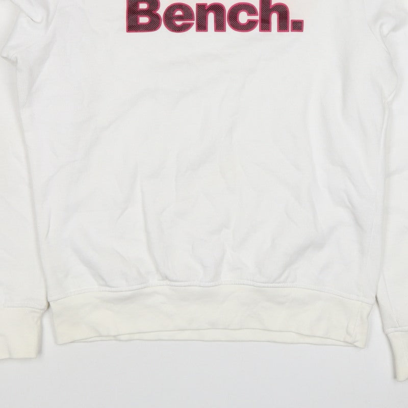 Bench Women’s White Pink Logo Crew Neck Pullover Sweatshirt UK 16 XL