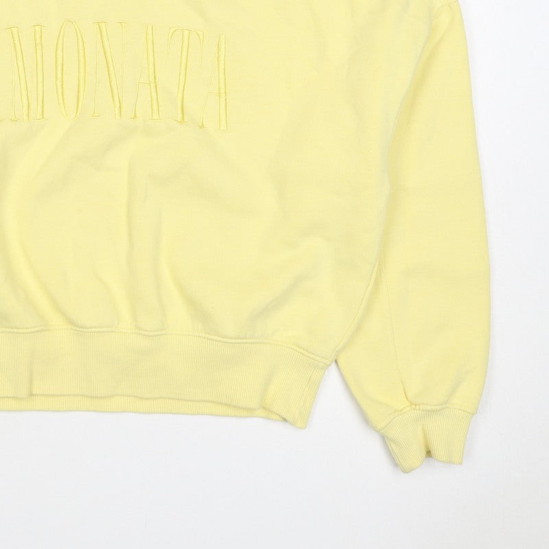 H&M Women Yellow S Pullover Sweatshirt Embroidered Logo Crew Neck