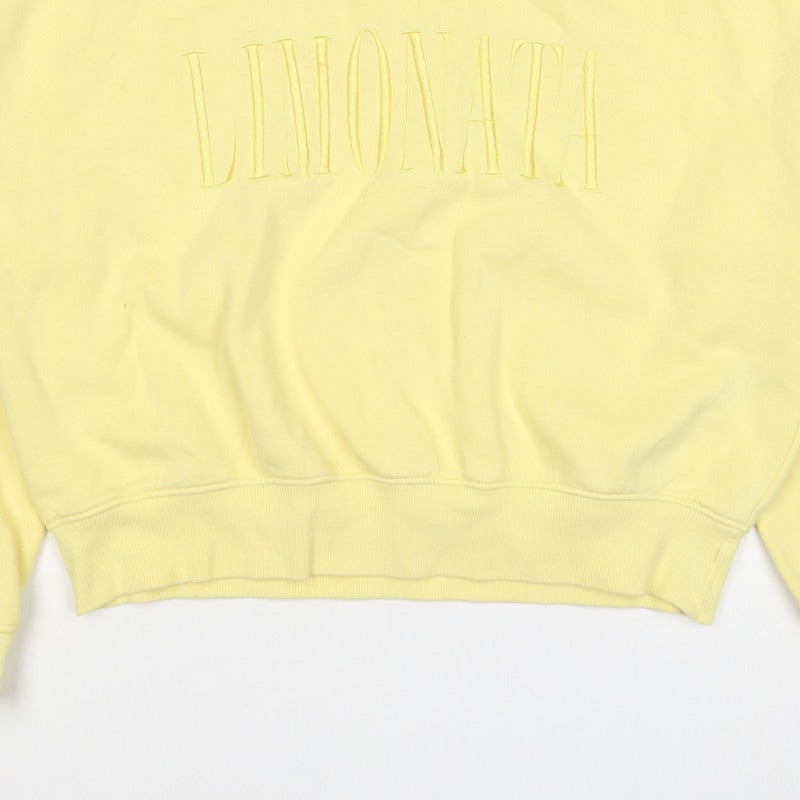 H&M Women Yellow S Pullover Sweatshirt Embroidered Logo Crew Neck