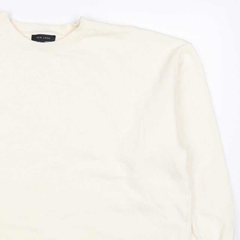 New Look Women Ivory L Longline Crew Neck Side Split Sweatshirt