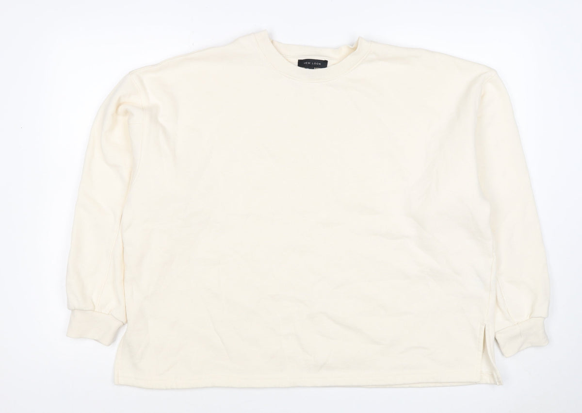 New Look Women Ivory L Longline Crew Neck Side Split Sweatshirt