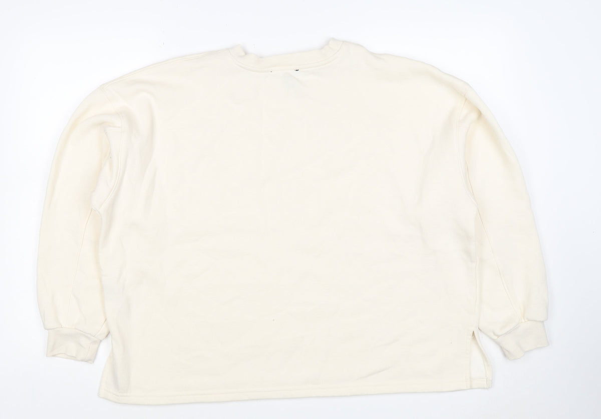 New Look Women Ivory L Longline Crew Neck Side Split Sweatshirt