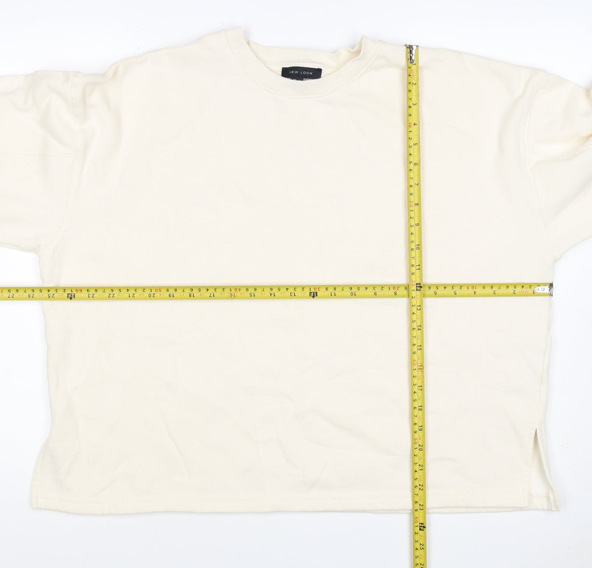 New Look Women Ivory L Longline Crew Neck Side Split Sweatshirt