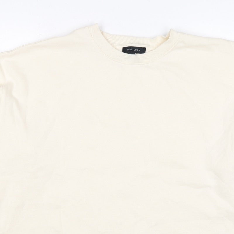 New Look Women Ivory L Longline Crew Neck Side Split Sweatshirt