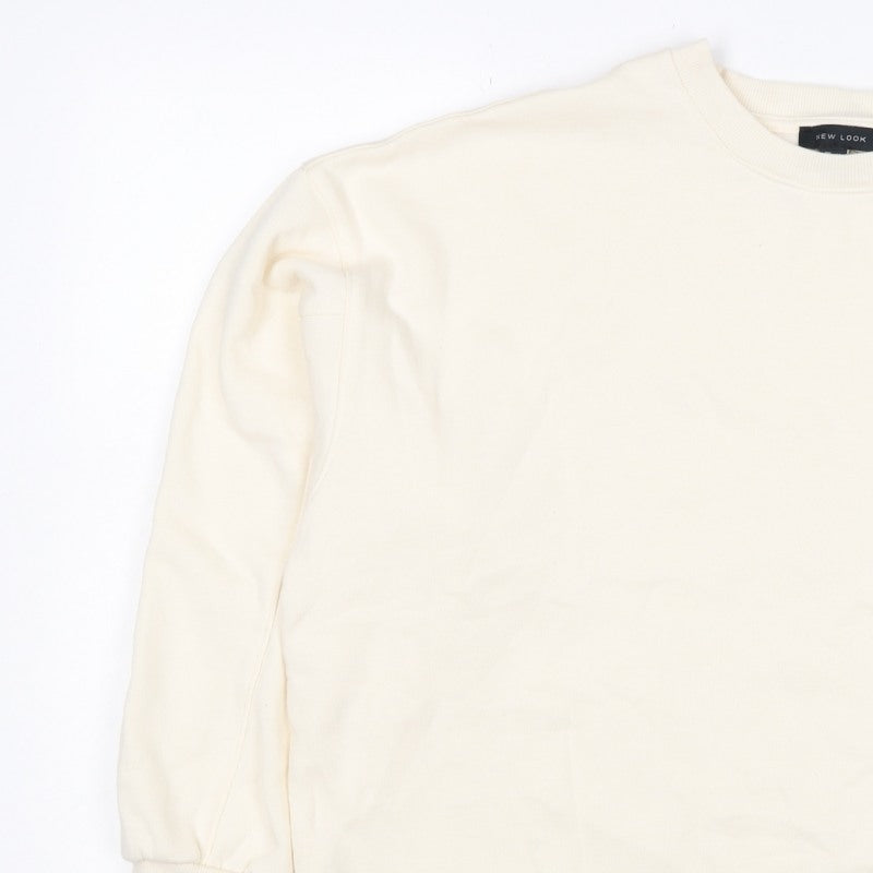 New Look Women Ivory L Longline Crew Neck Side Split Sweatshirt