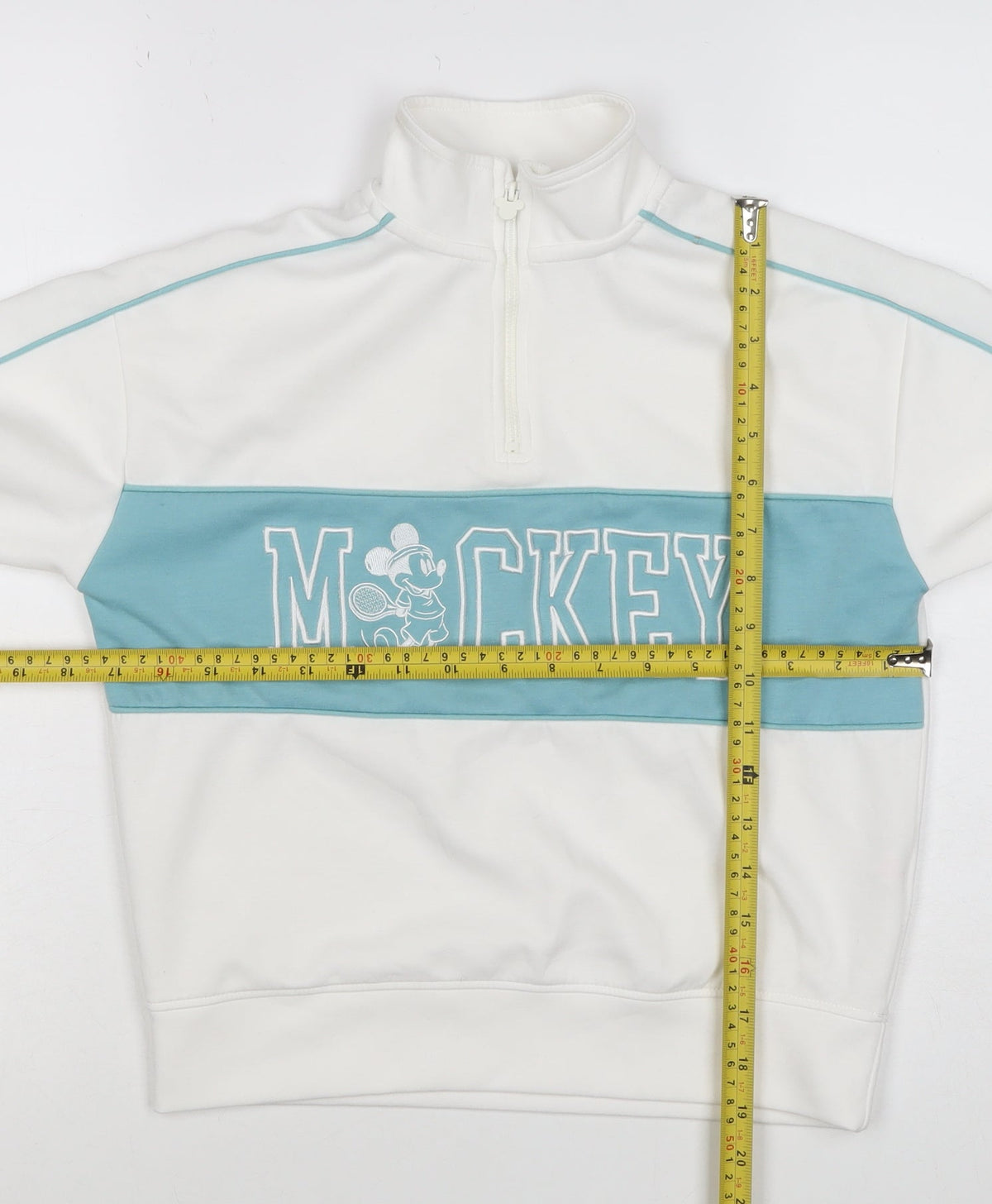 Disney Girls White Mickey Mouse 10-11 Years 1/4 Zip Pullover Sweatshirt