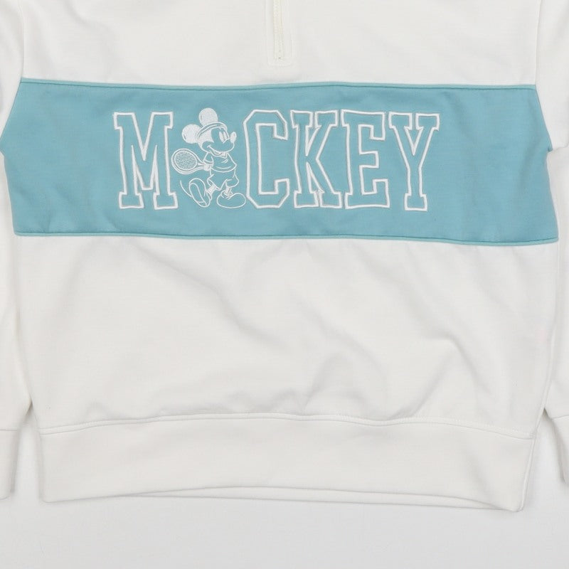 Disney Girls White Mickey Mouse 10-11 Years 1/4 Zip Pullover Sweatshirt
