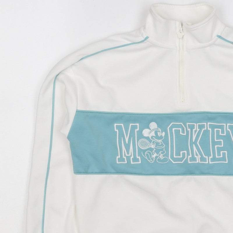 Disney Girls White Mickey Mouse 10-11 Years 1/4 Zip Pullover Sweatshirt