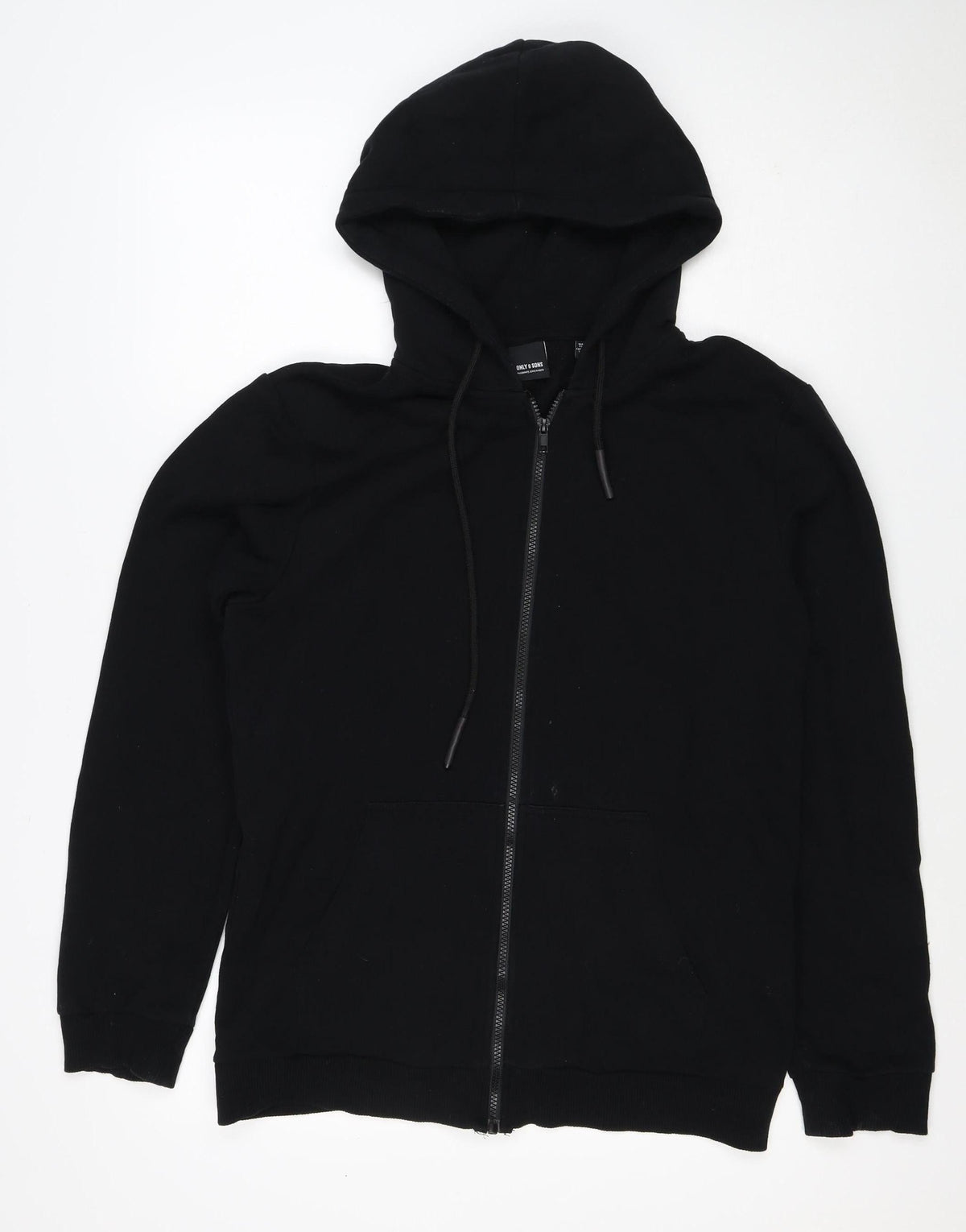 Only & Sons Men's Black M Full Zip Hooded Sweatshirt Pockets