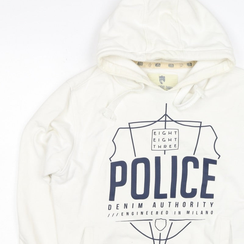 Eight Eight Three Police Men’s Ivory M Pullover Graphic Hoodie