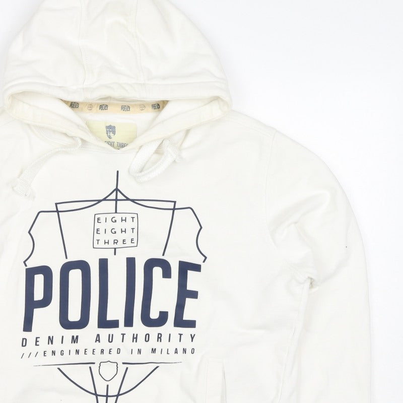 Eight Eight Three Police Men’s Ivory M Pullover Graphic Hoodie