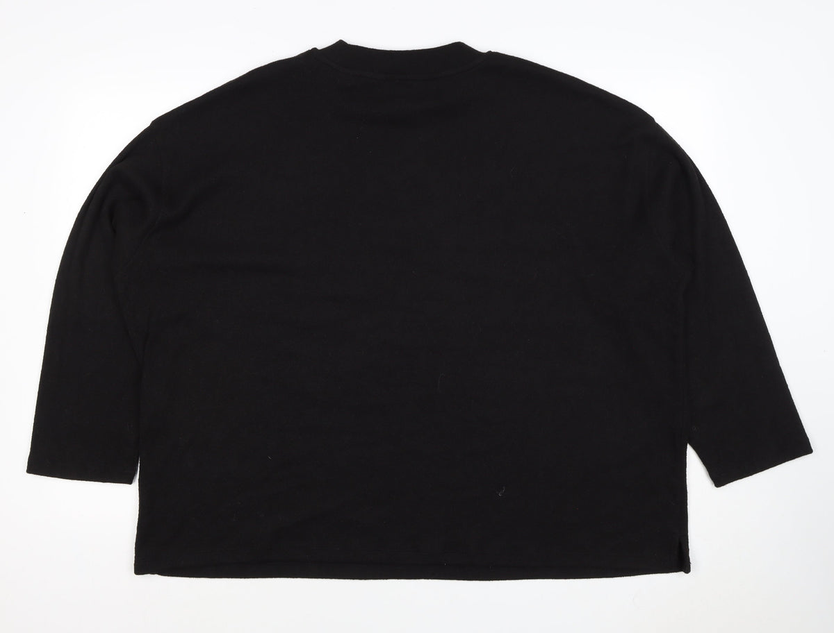 George Women Black XL Rhinestone Stud 3/4 Sleeve Jersey T-Shirt 20-22