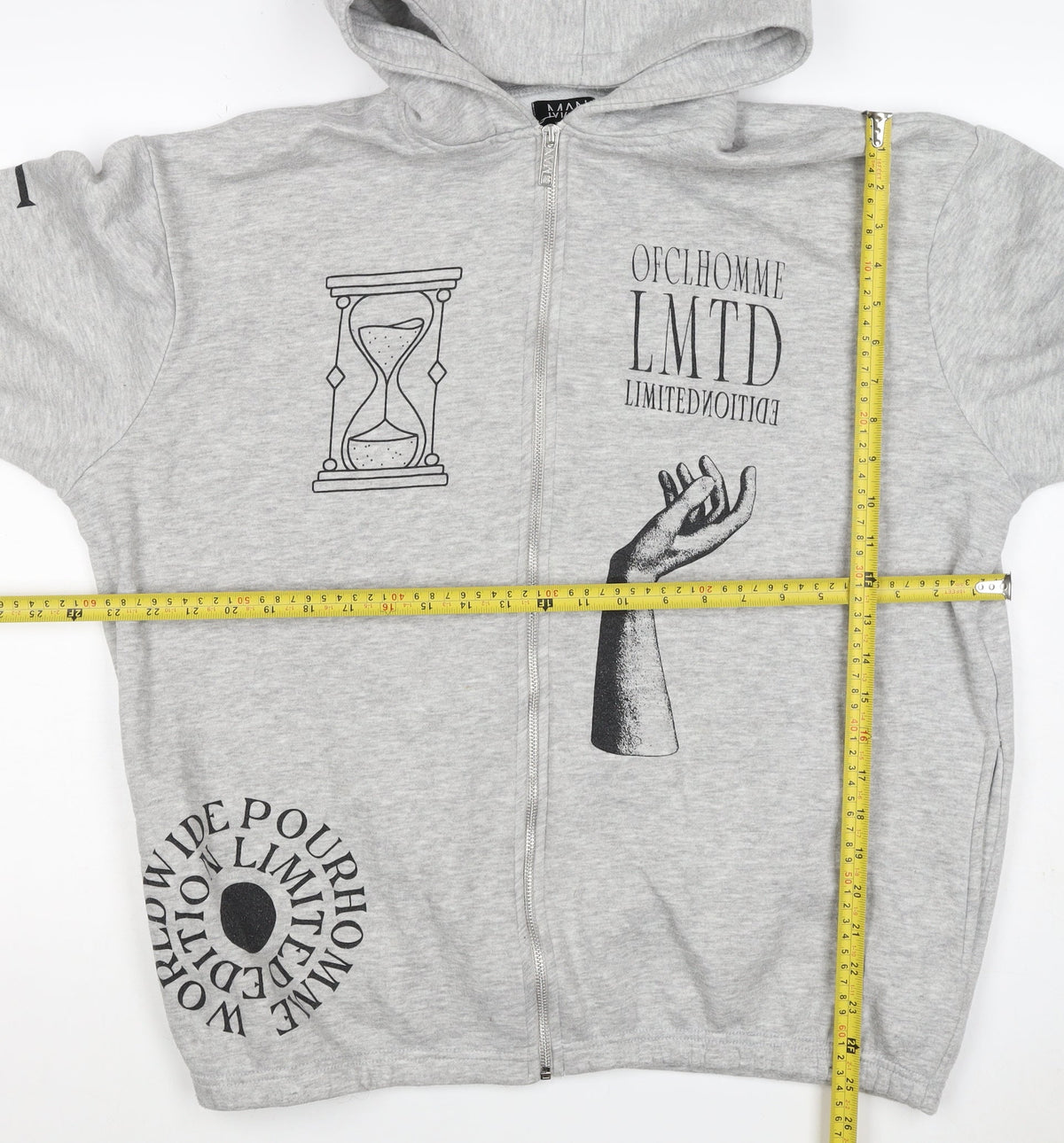 boohooMAN Men’s Grey S Full Zip Graphic Print Hoodie Gothic