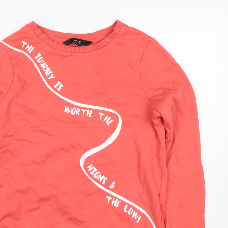 Vero Moda Women Pink XS Pullover Sweatshirt Quote Graphic Cotton