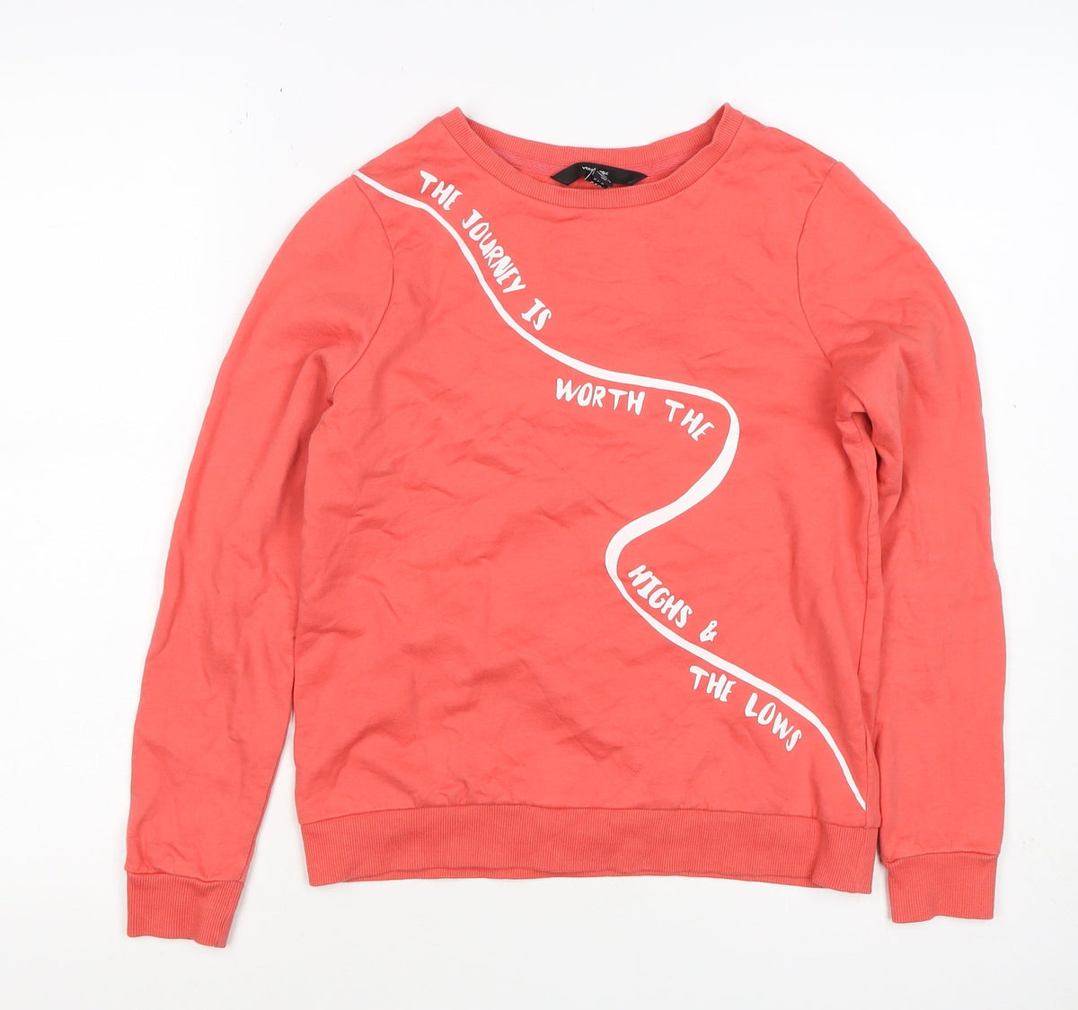 Vero Moda Women Pink XS Pullover Sweatshirt Quote Graphic Cotton