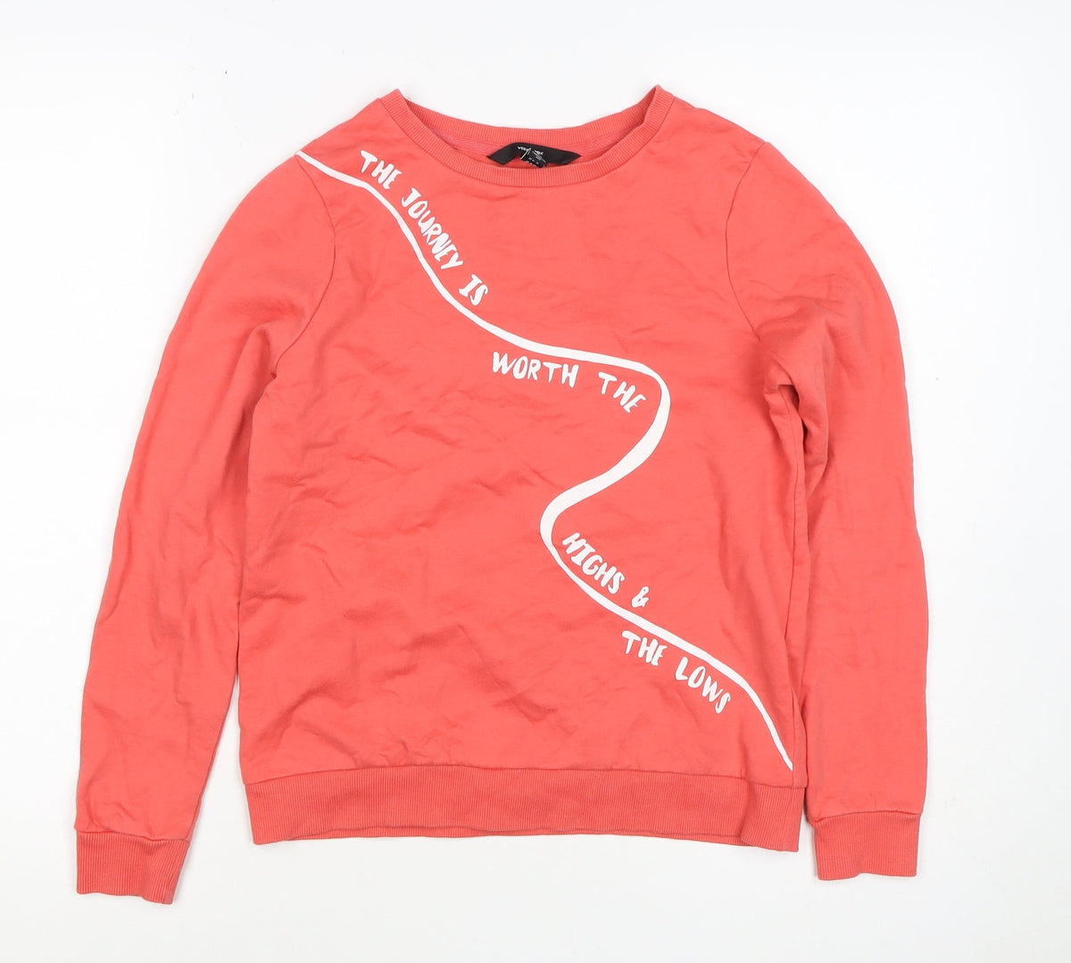 Vero Moda Women Pink XS Pullover Sweatshirt Quote Graphic Cotton