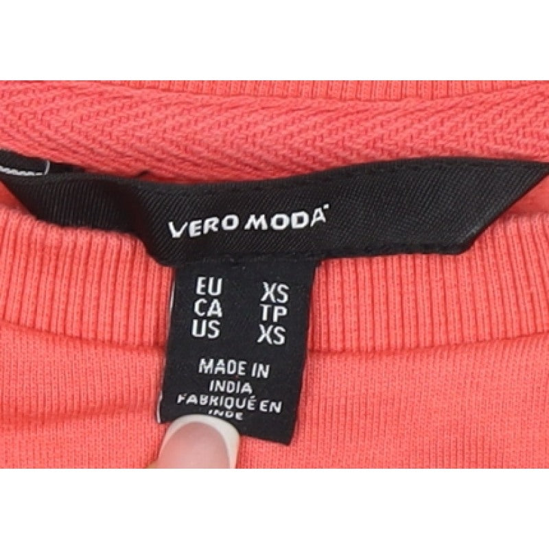 Vero Moda Women Pink XS Pullover Sweatshirt Quote Graphic Cotton