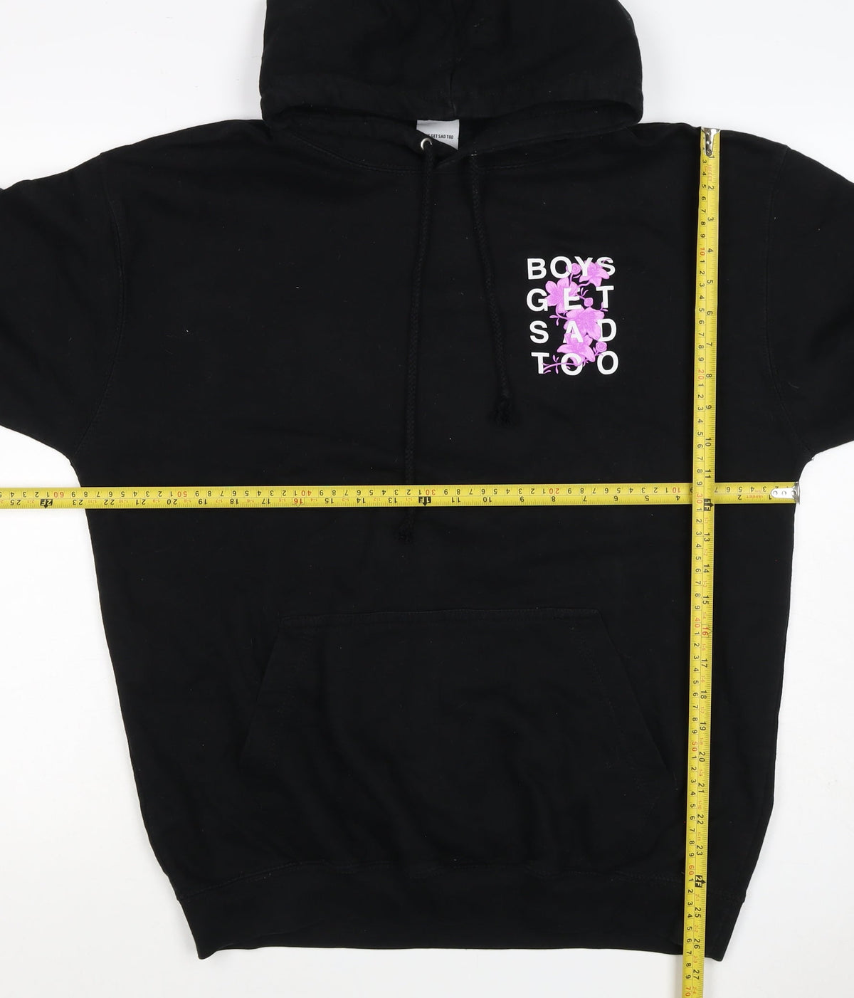 Boys Get Sad Too Men's Black L Pullover Hoodie Floral Graphic