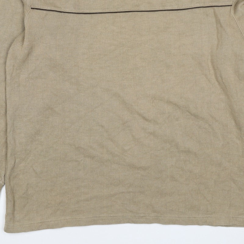 Columbia Men’s Beige L V-Neck Pullover Sweatshirt Outdoor Logo