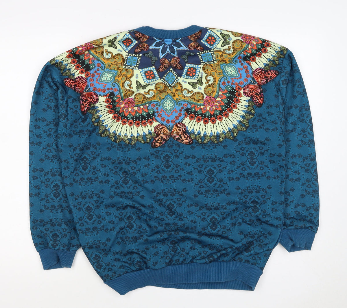 Adidas Unisex Adults Blue XS Butterfly Graphic Logo Crew Sweatshirt
