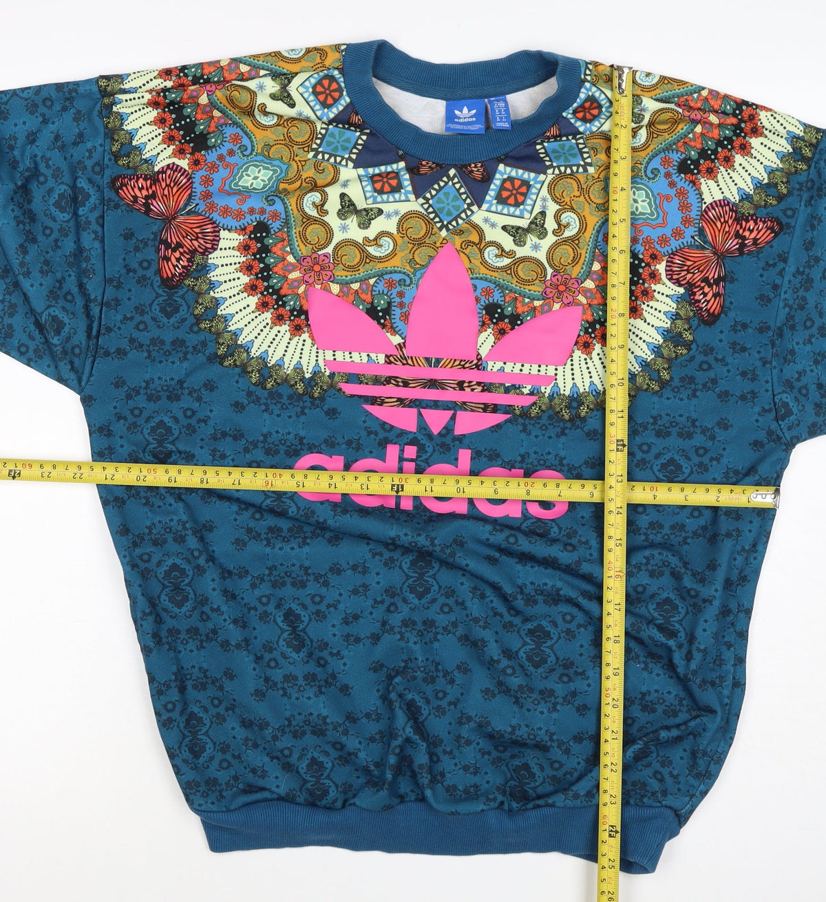 Adidas Unisex Adults Blue XS Butterfly Graphic Logo Crew Sweatshirt
