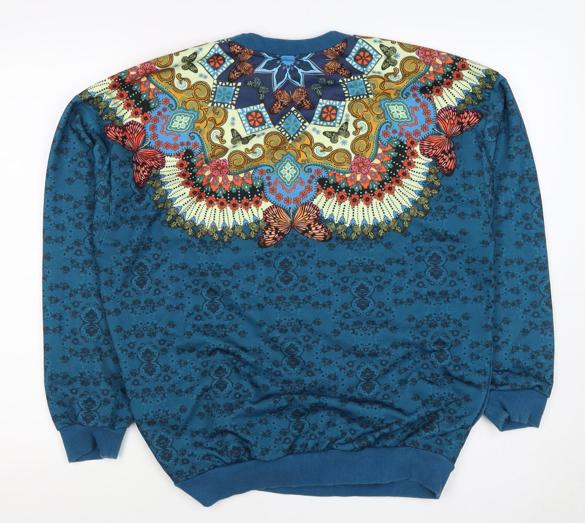 Adidas Unisex Adults Blue XS Butterfly Graphic Logo Crew Sweatshirt