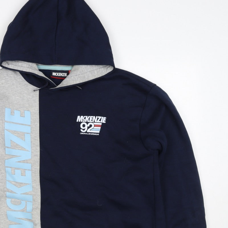 McKenzie Boys Blue Grey 3-4 Years Pullover Logo Hoodie