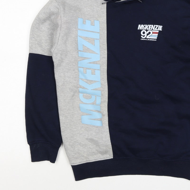 McKenzie Boys Blue Grey 3-4 Years Pullover Logo Hoodie