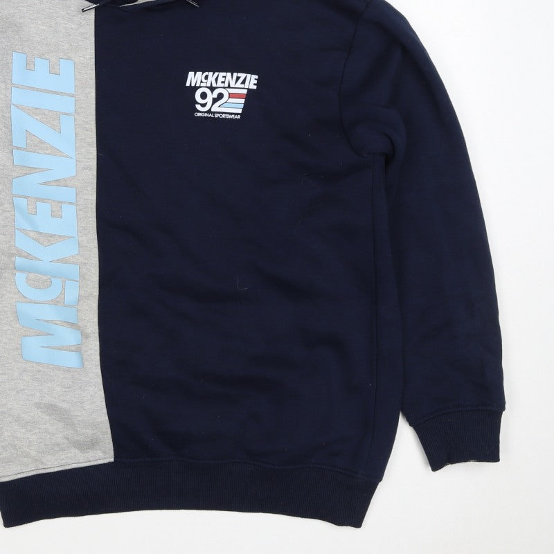 McKenzie Boys Blue Grey 3-4 Years Pullover Logo Hoodie