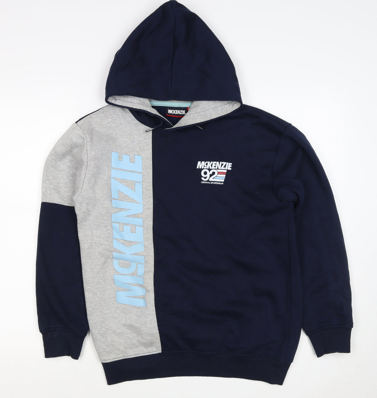McKenzie Boys Blue Grey 3-4 Years Pullover Logo Hoodie