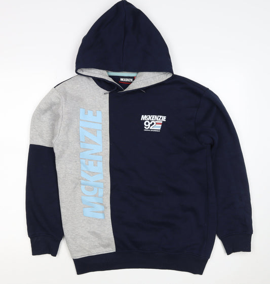 McKenzie Boys Blue Grey 3-4 Years Pullover Logo Hoodie