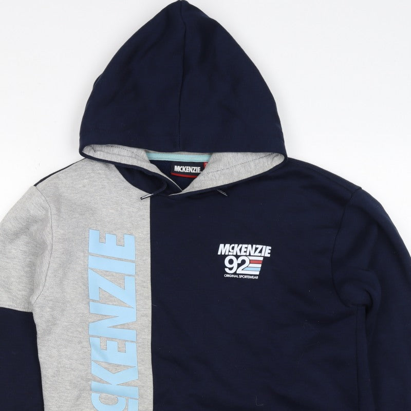 McKenzie Boys Blue Grey 3-4 Years Pullover Logo Hoodie