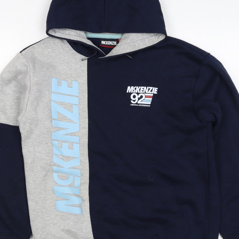 McKenzie Boys Blue Grey 3-4 Years Pullover Logo Hoodie