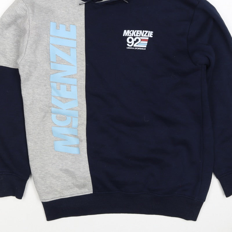 McKenzie Boys Blue Grey 3-4 Years Pullover Logo Hoodie