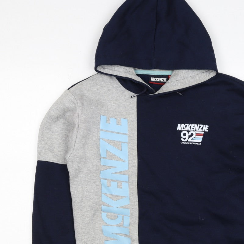 McKenzie Boys Blue Grey 3-4 Years Pullover Logo Hoodie