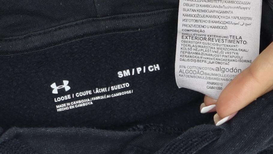 Under Armour Boys Black S Pullover Hoodie Logo Fleece Sports