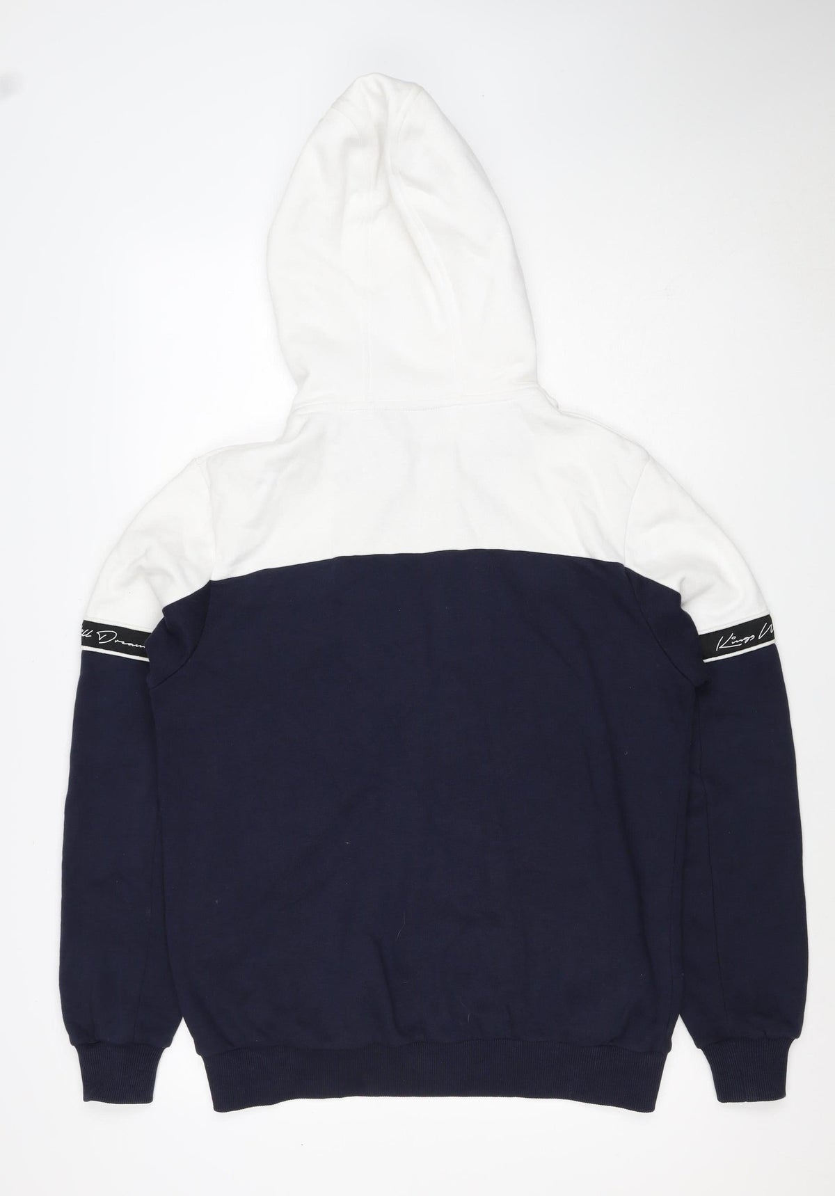 Close-up detail of Kings Will Dream Men's Navy White M Full Zip Hooded Logo Hoodie