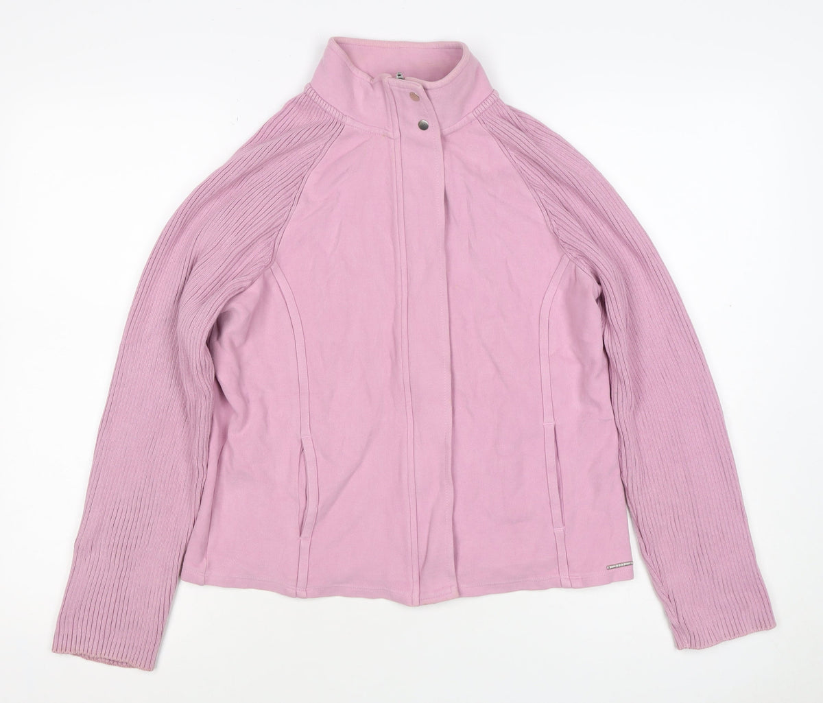 Next Women Pink UK 16 Basic Jacket Full Zip Ribbed Sleeves